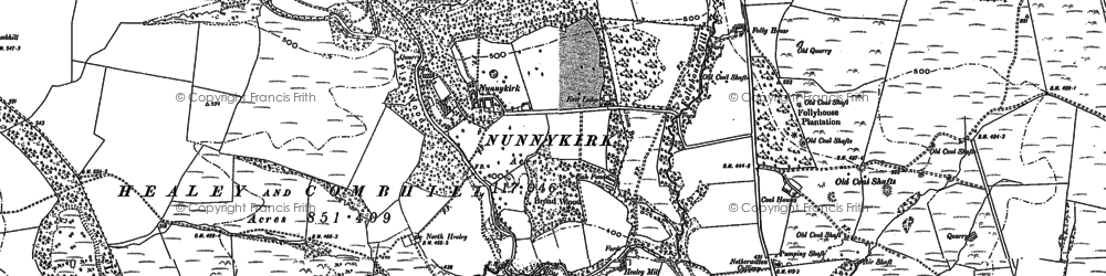 Old map of Nunnykirk in 1896