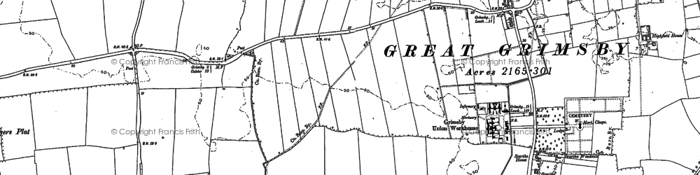 Old map of Laceby Acres in 1881
