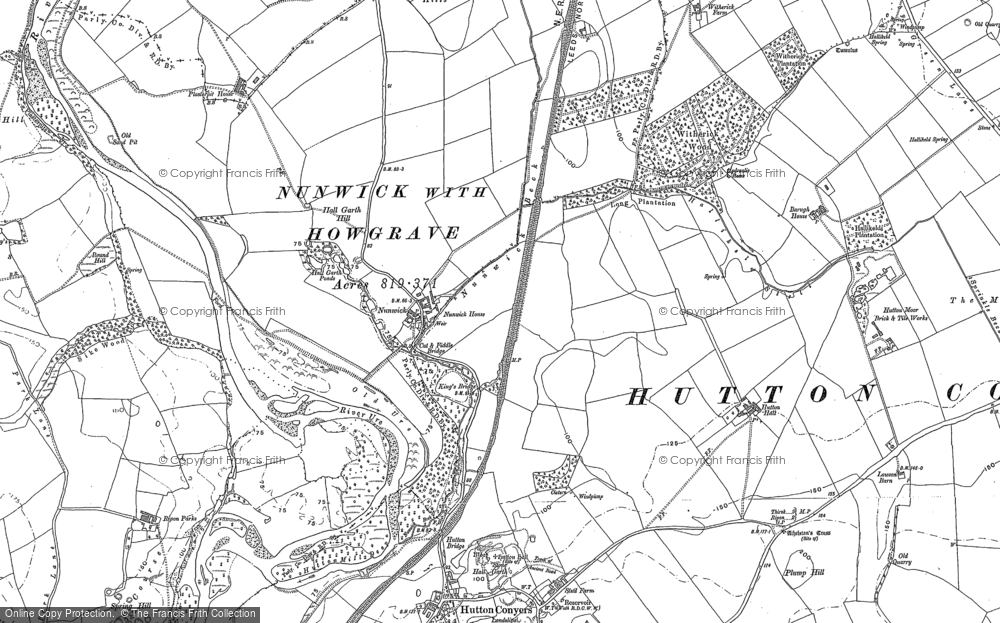 Old Map of Nunwick, 1890 in 1890