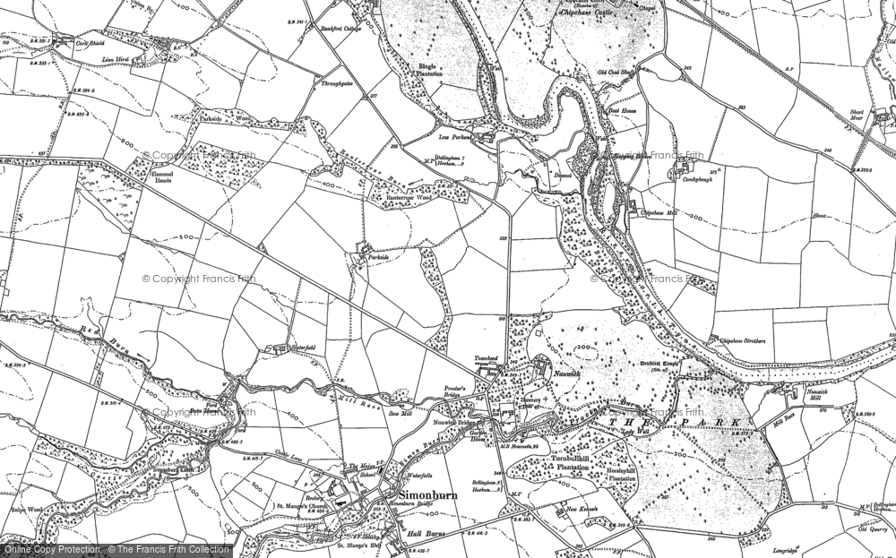 Old Map of Nunwick, 1895 - 1896 in 1895