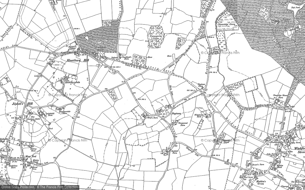 Old Map of Historic Map covering Hawthorn Hill in 1898