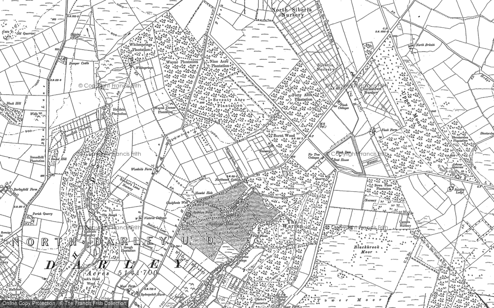 Old Map of Historic Map covering Beeley Moor in 1879