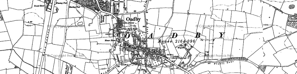 Old map of Oadby in 1885