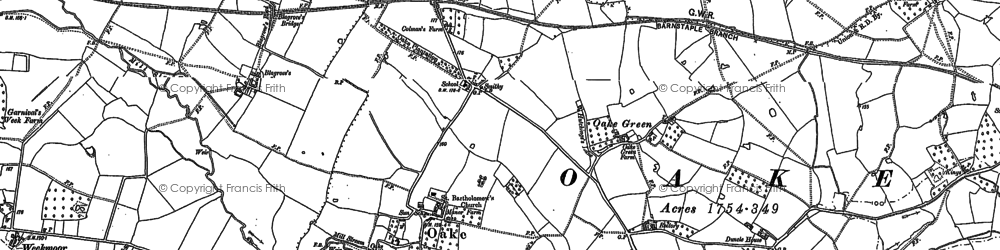 Old map of Oake in 1887
