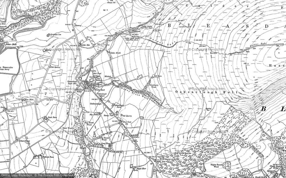 Old Map of Historic Map covering Bleasdale Tower in 1910