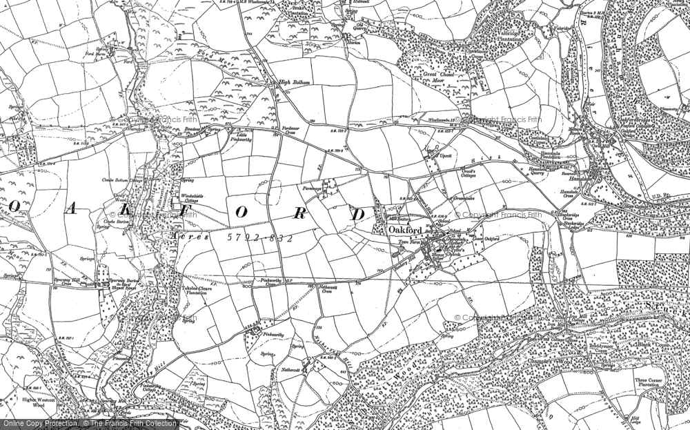 Old Map of Oakford, 1887 - 1903 in 1887