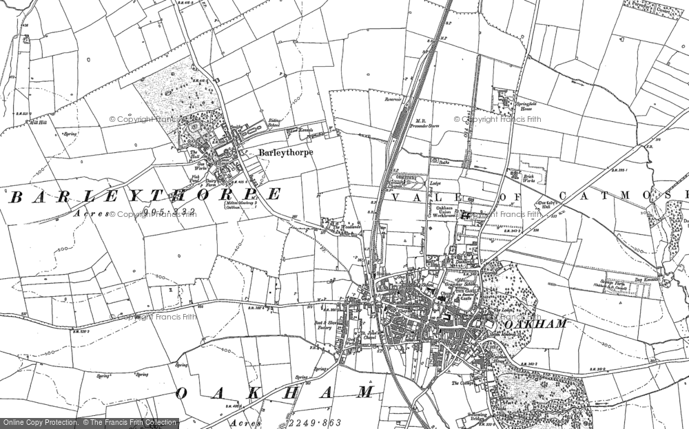 Old Map of Oakham, 1884 in 1884