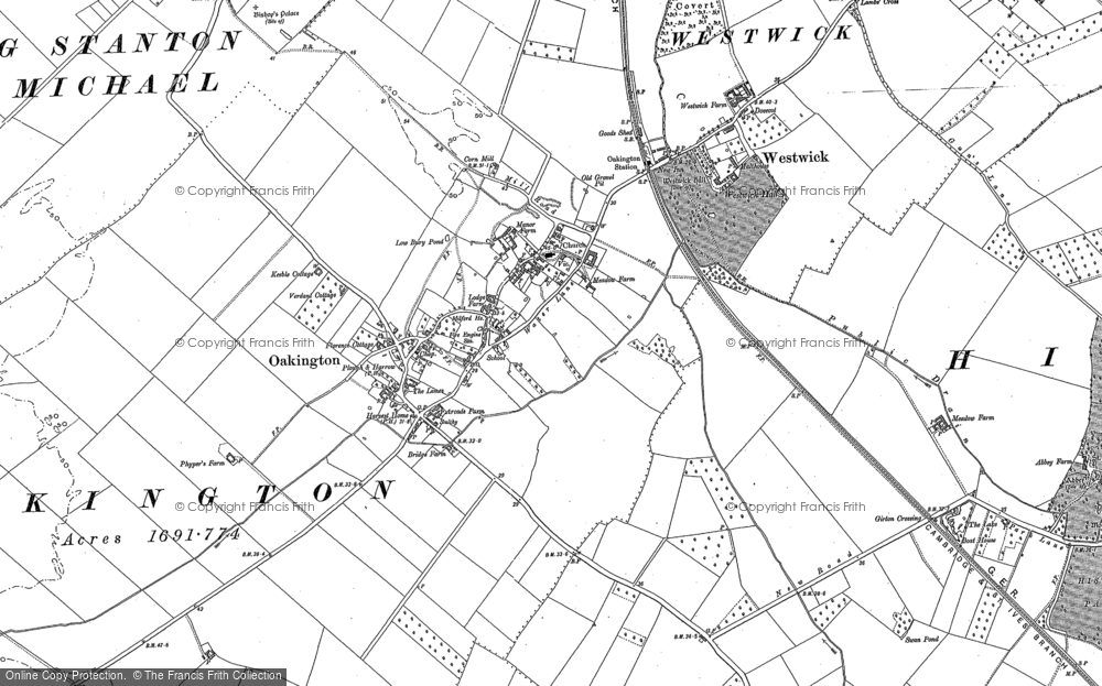 Old Map of Oakington, 1886 - 1901 in 1886