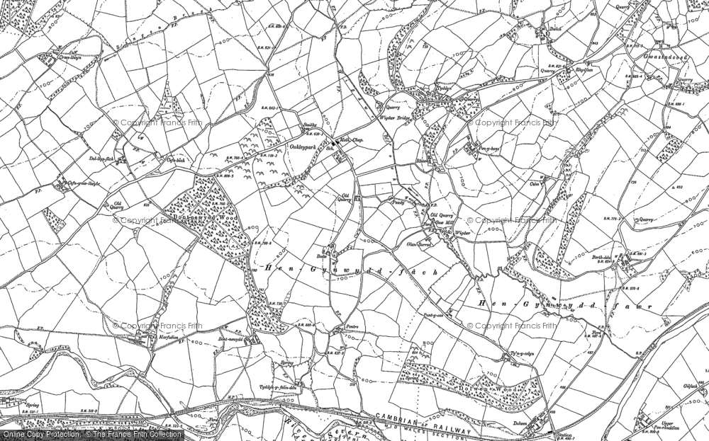 Old Map of Historic Map covering Pen y Coed in 1884
