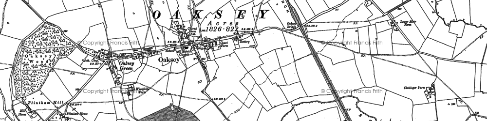 Old map of Oaksey in 1898
