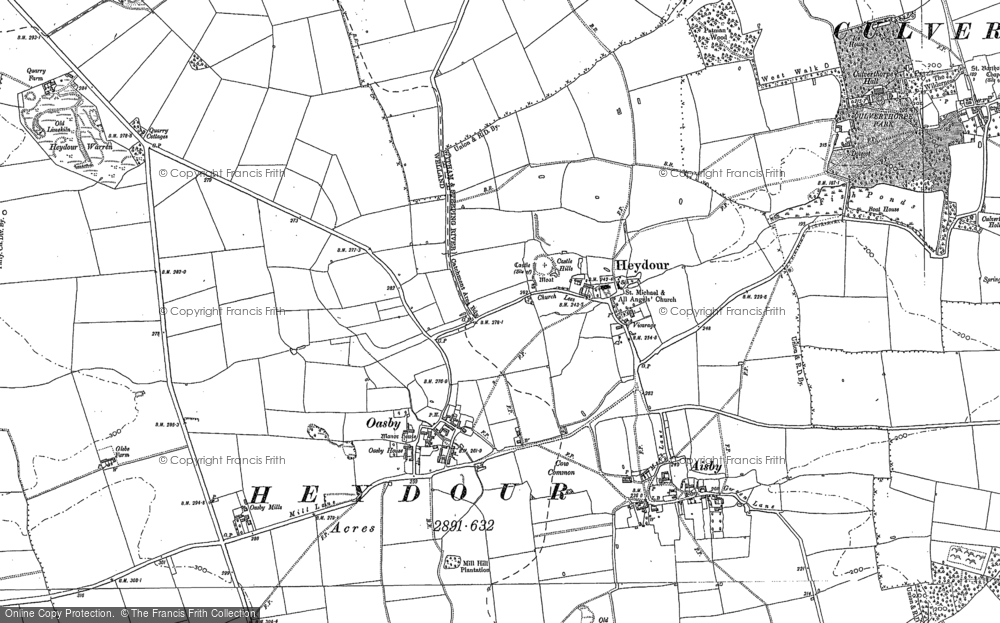 Old Map of Oasby, 1887 in 1887