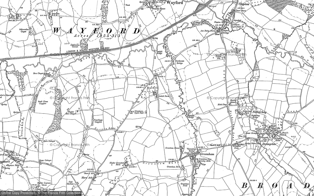 Old Map of Historic Map covering Bere Chapel in 1901
