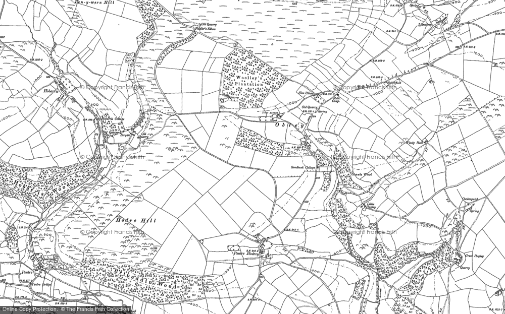 Old Map of Historic Map covering Black Hill in 1883