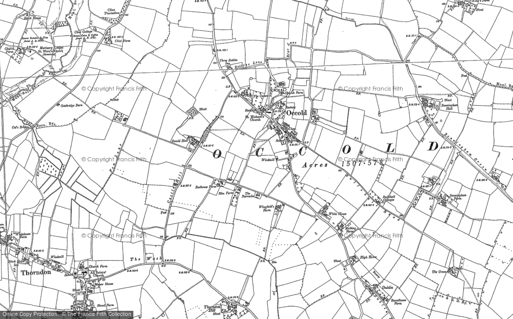Old Map of Historic Map covering Benningham Grange in 1884