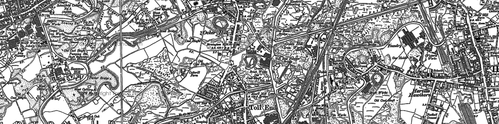 Old map of Wednesbury Oak in 1885