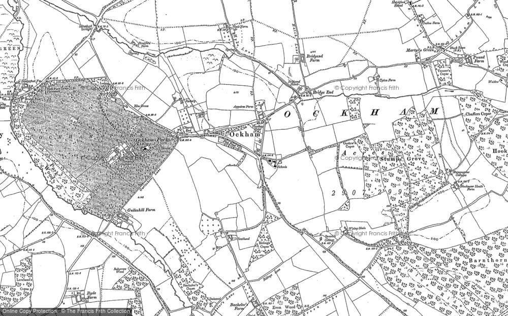 Old Map of Ockham, 1895 in 1895