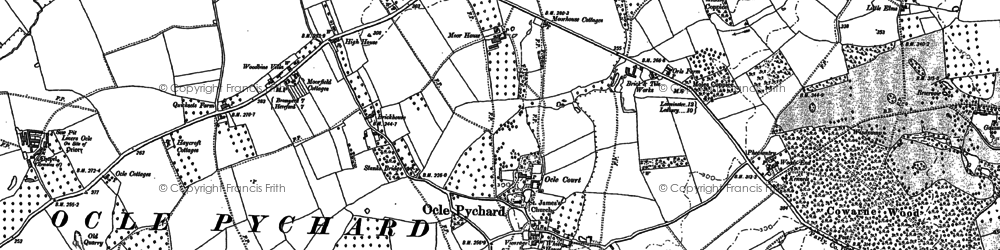 Old map of Ocle Pychard in 1885
