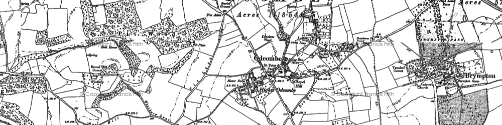 Old map of Odcombe in 1886