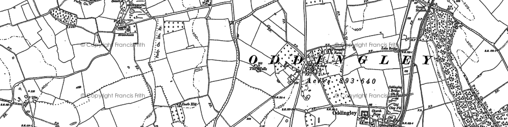 Old map of Oddingley in 1883