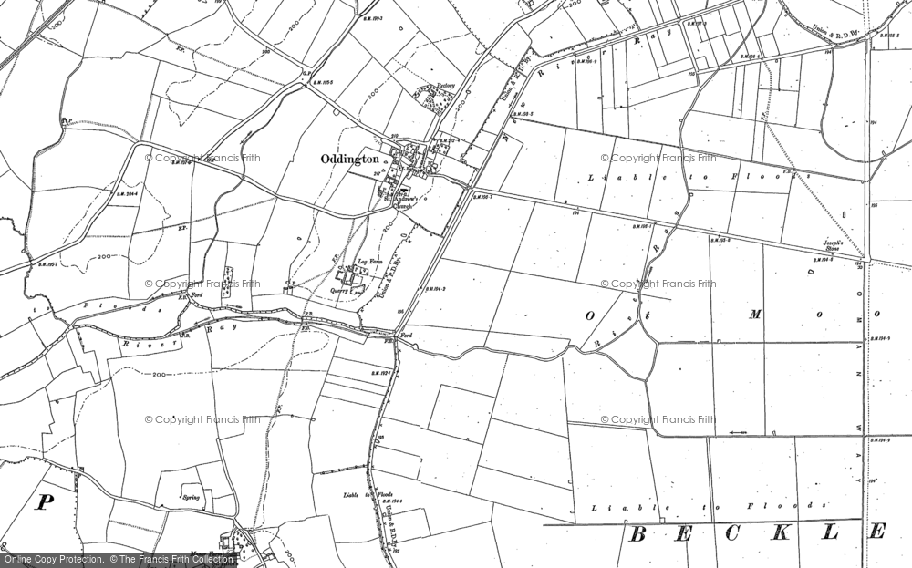 Old Map of Oddington, 1898 - 1919 in 1898