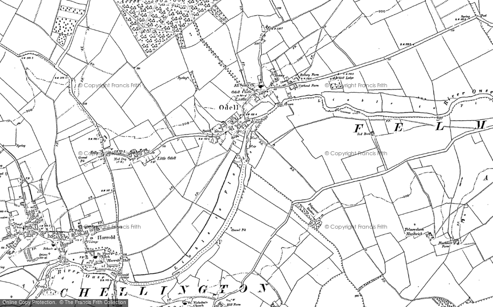 Old Map of Odell, 1882 - 1900 in 1882