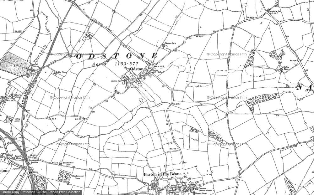 Old Map of Odstone, 1881 - 1885 in 1881