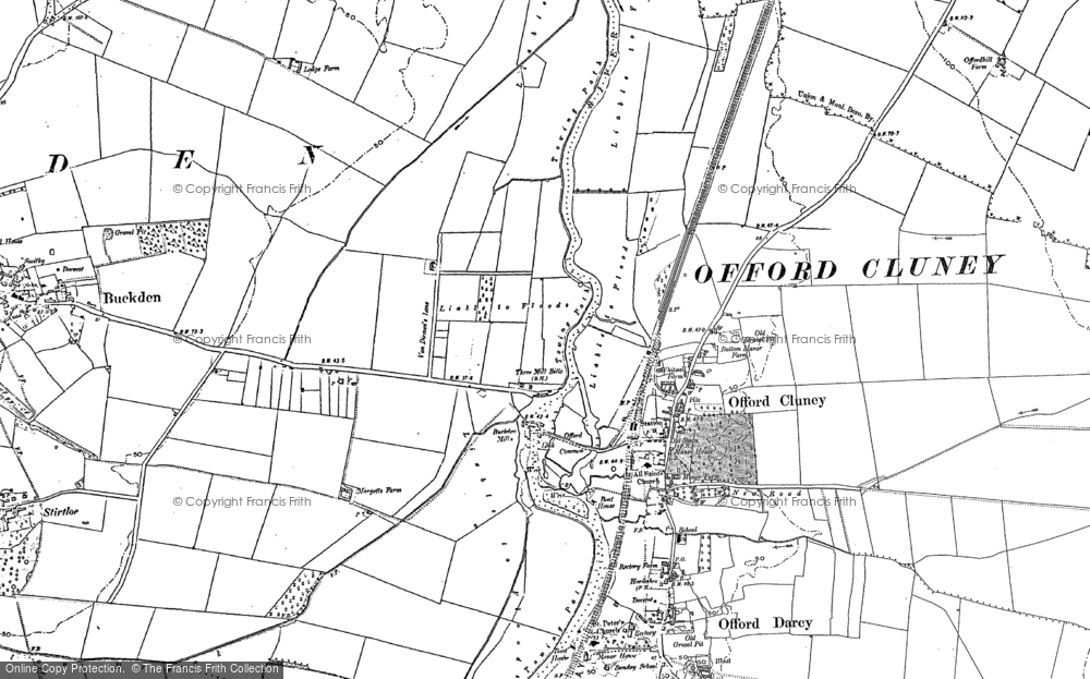 Old Map of Offord Cluny, 1887 - 1900 in 1887
