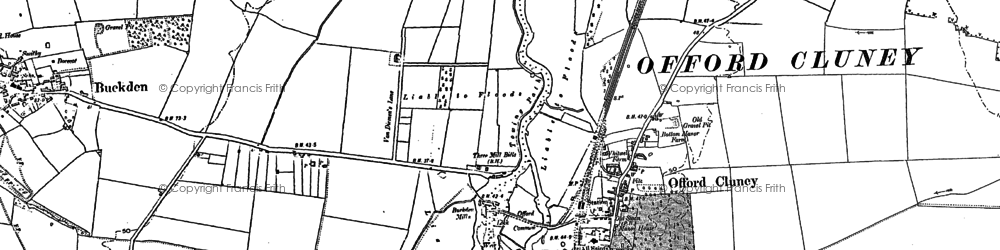 Old map of Offord Cluny in 1887