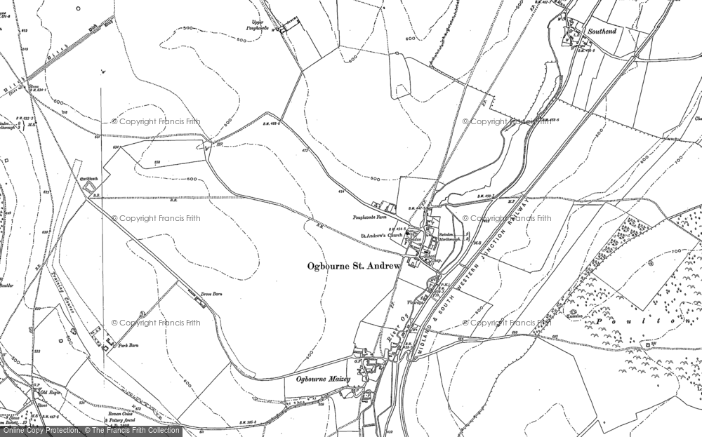 Old Map of Ogbourne St Andrew, 1899 in 1899