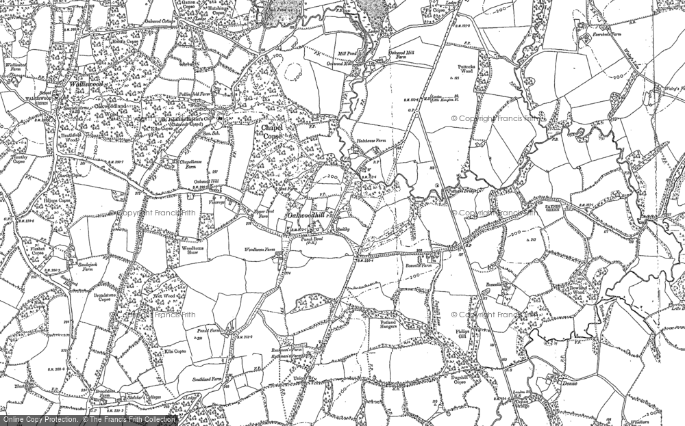 Old Map of Historic Map covering Birches Wood in 1913