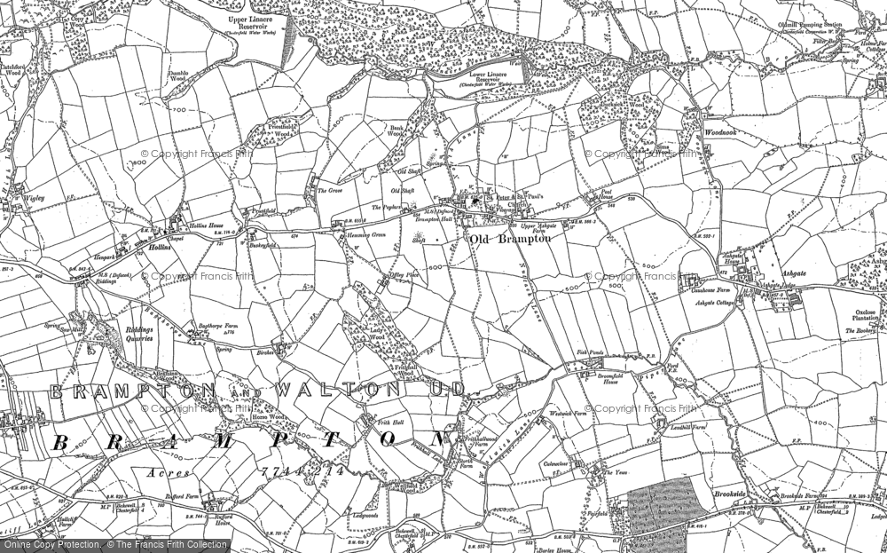 Old Map of Historic Map covering Linacre Wood in 1876