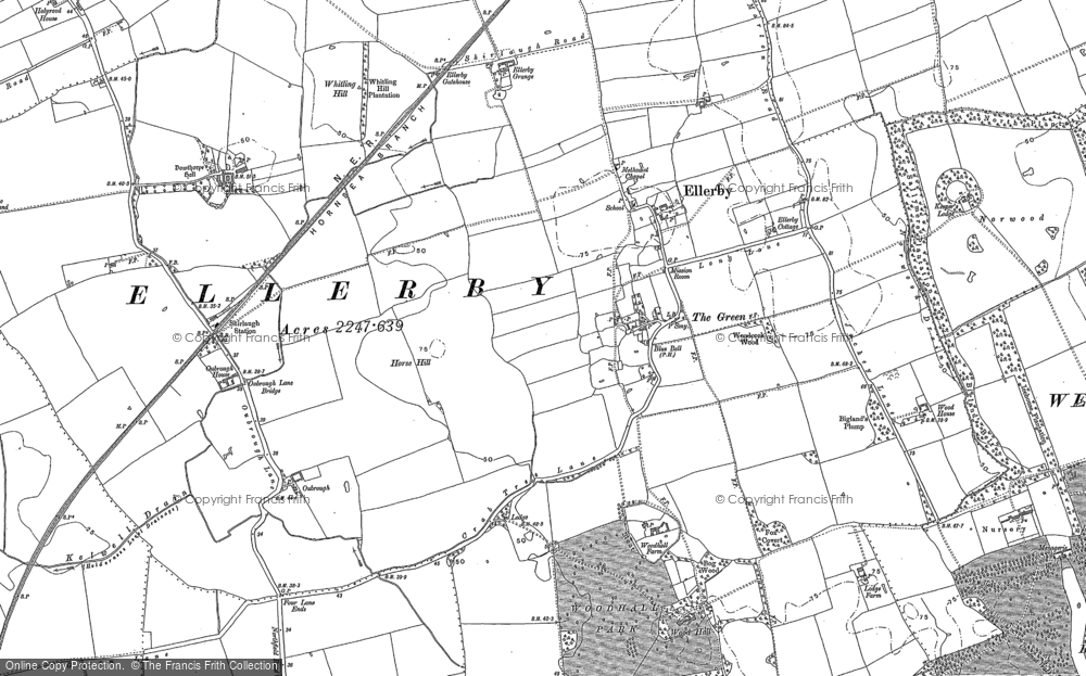Old Map of Old Ellerby, 1889 in 1889