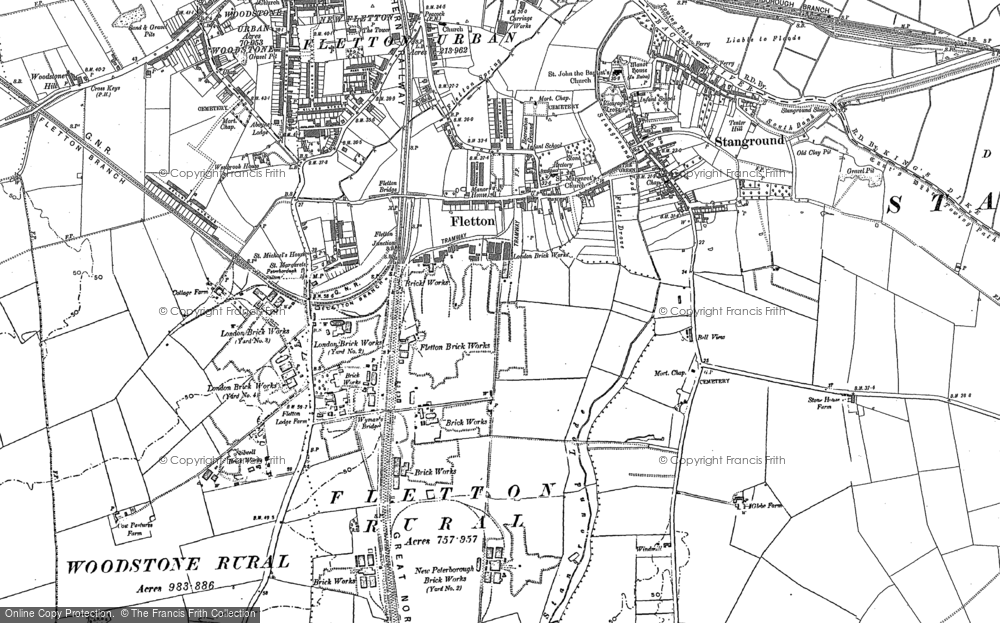 Old Map of Old Fletton, 1887 in 1887