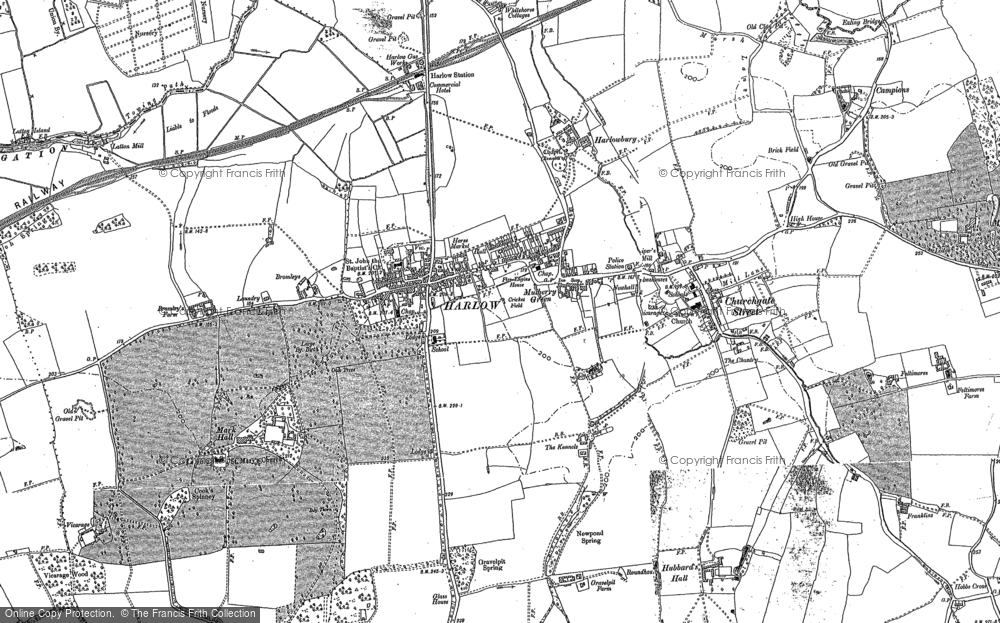 Old Map of Old Harlow, 1895 - 1896 in 1895