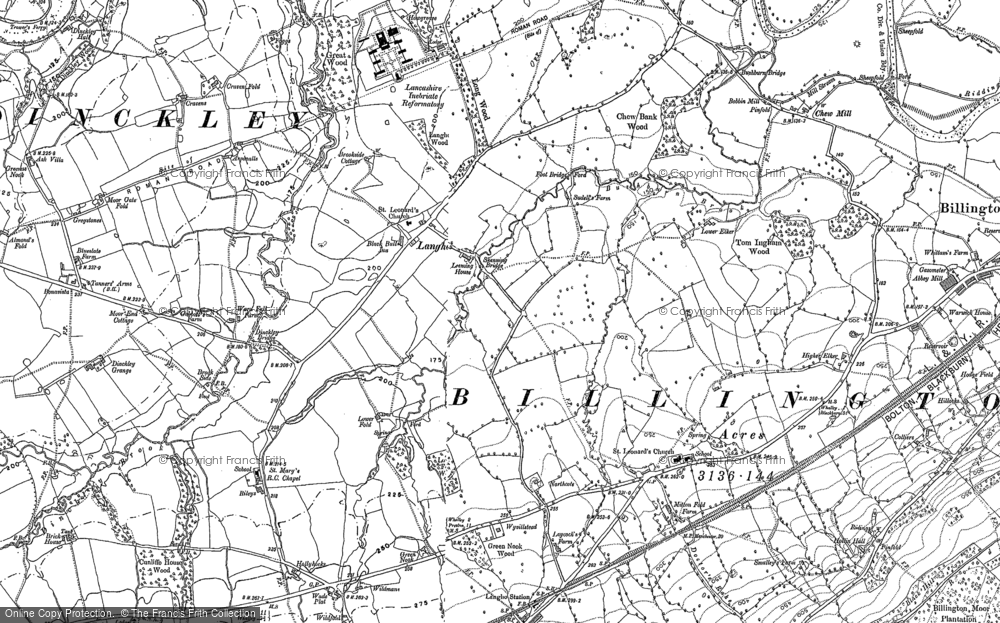 Old Map of Historic Map covering Brockhall Village in 1892