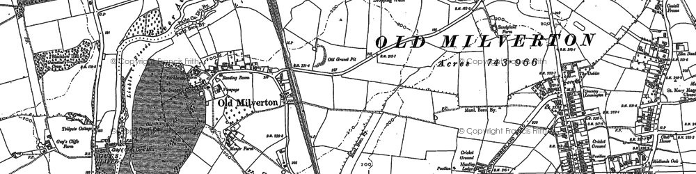 Old map of Milverton in 1886
