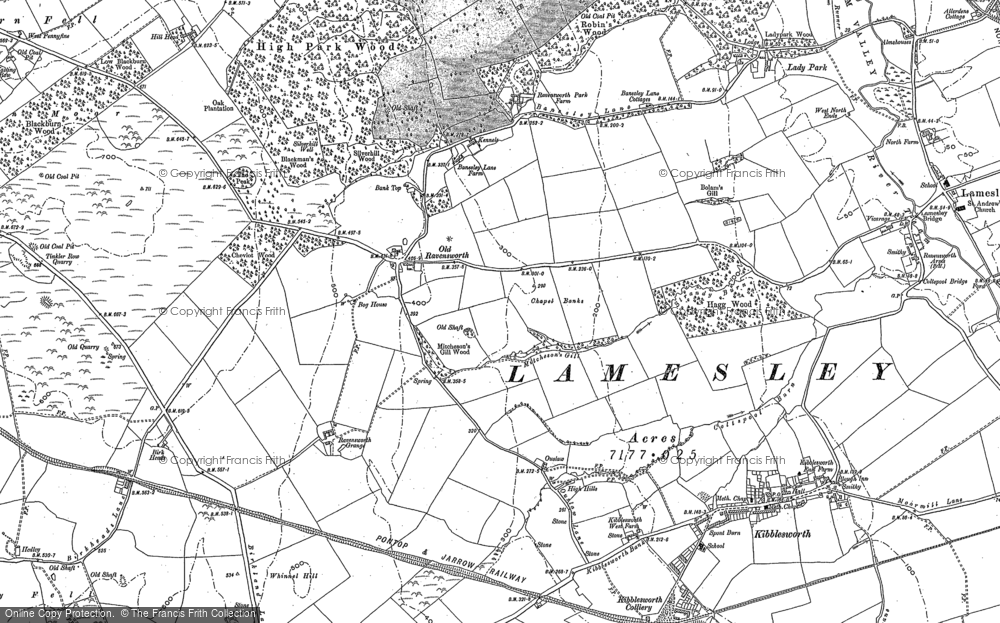 Old Map of Old Ravensworth, 1895 in 1895