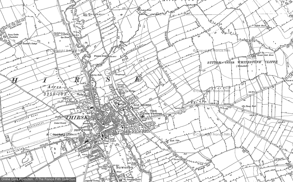 Old Map of Old Thirsk, 1892 in 1892