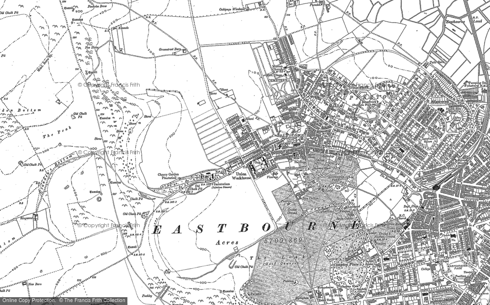 Old Map of Historic Map covering Meads in 1908