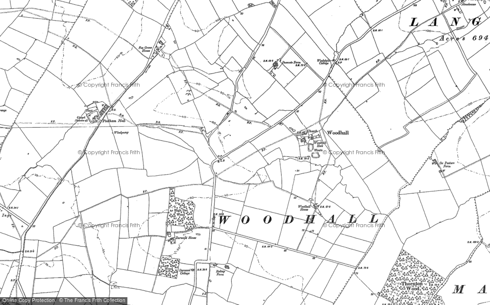 Old Map of Old Woodhall, 1887 in 1887