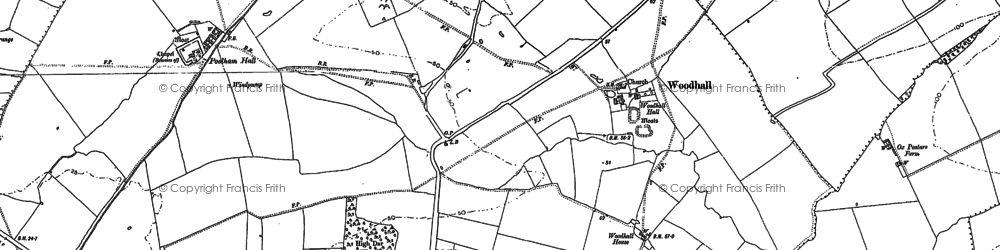 Old map of Old Woodhall in 1887