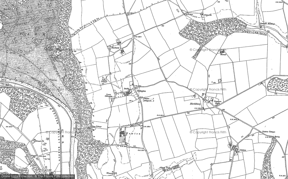 Old Map of Historic Map covering Winscote Hills in 1882