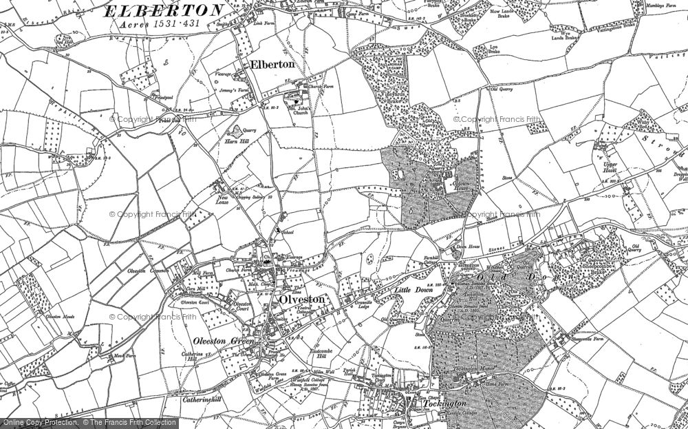 Old Map of Olveston, 1880 - 1900 in 1880