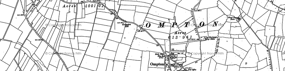 Old map of Ompton in 1884