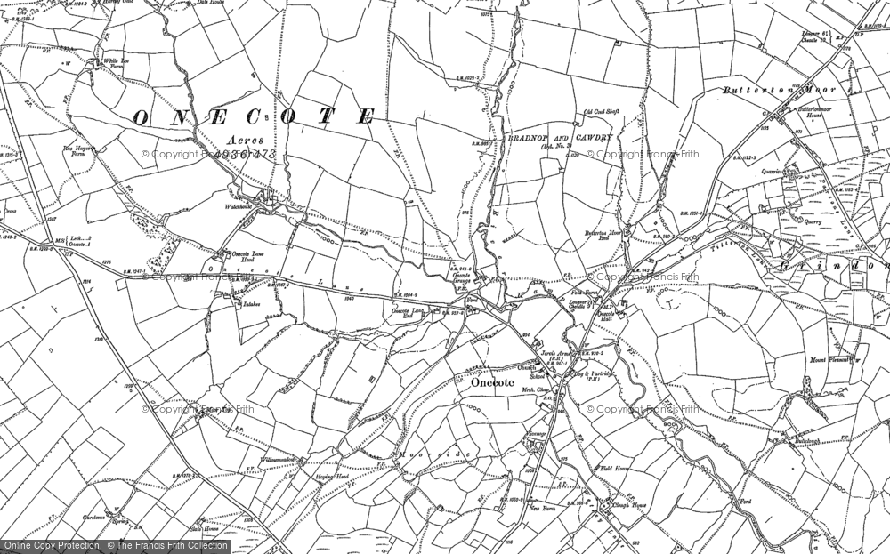 Old Map of Onecote, 1878 - 1898 in 1878