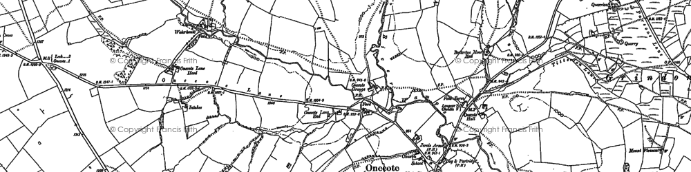 Old map of Onecote in 1878