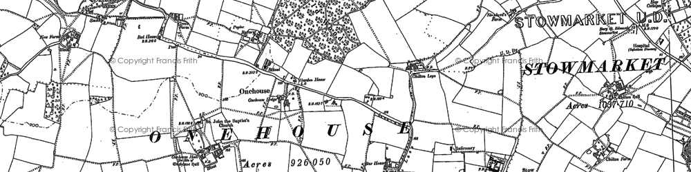 Old map of Onehouse in 1884