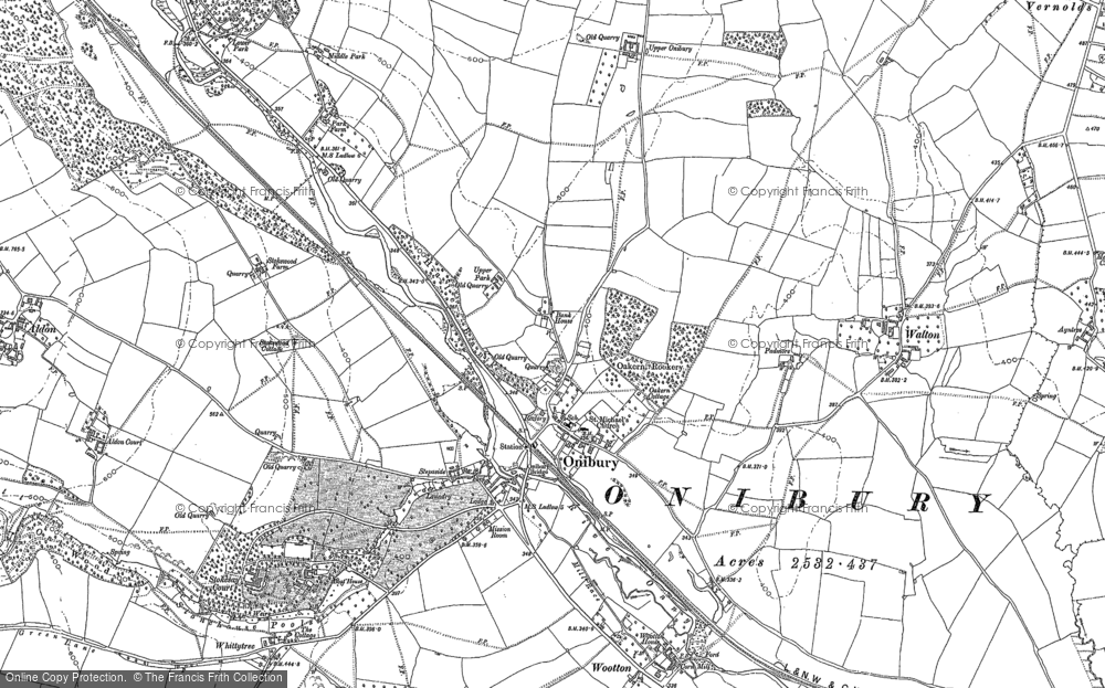 Old Map of Onibury, 1883 in 1883