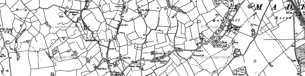 Old map of Wrinehill Wood in 1878