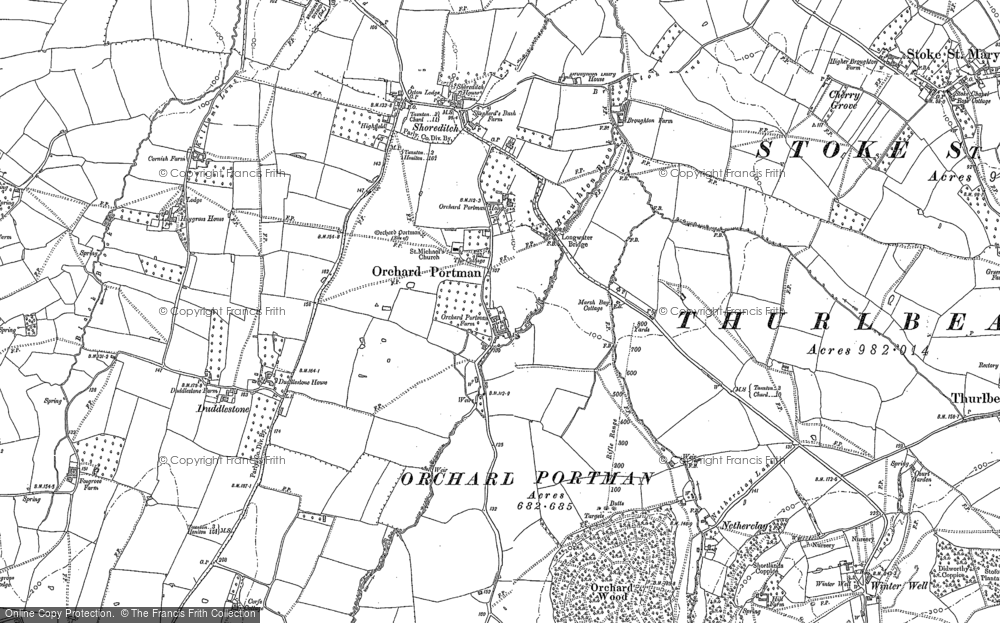 Old Map of Orchard Portman, 1886 - 1903 in 1886